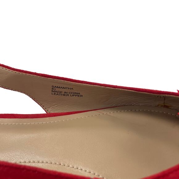 Gunmetal Samantha Red Pom Pom Pointed Toe Sling Back Flats Womens 8.5 - Picture 6 of 7